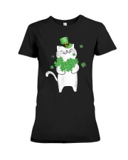 Cat Leprechaun T-Shirt Cat Lover Shamrock St Patrick's Day T-Shirt Premium Fit Ladies Tee tile