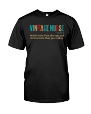 Vintage Nurse Knows More Than She Says Noun funny definition T-Shirt Premium Fit Mens Tee tile