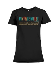 Vintage Nurse Knows More Than She Says Noun funny definition T-Shirt Premium Fit Ladies Tee tile