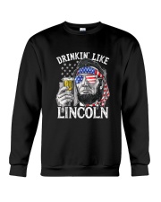Drinking Like Lincoln 4th of July Men Abraham Merica Flag T-Shirt Crewneck Sweatshirt tile