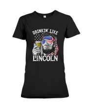Drinking Like Lincoln 4th of July Men Abraham Merica Flag T-Shirt Premium Fit Ladies Tee tile