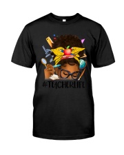 Teacher Life Black Afro African American Back To School Girl T-Shirt Premium Fit Mens Tee tile