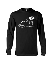 Lazy Funny Cat Shows Stinkefinger - NÖ - Black Cat T-Shirt Long Sleeve Tee tile
