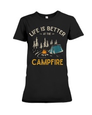 Life Is Better At The Campfire Funny Camper Camp Camping T-Shirt Premium Fit Ladies Tee tile