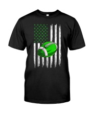 Retro USA Flag Football Shamrock Sports St. Patrick's Day T-Shirt Classic T-Shirt front