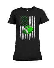 Retro USA Flag Football Shamrock Sports St. Patrick's Day T-Shirt Premium Fit Ladies Tee tile