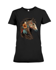 Equestrian Horse Portrait Western CowGirl Horseback Riding T-Shirt Premium Fit Ladies Tee tile