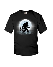 Bigfoot Fishing Funny Sasquatch and Fish Night Fishing T-Shirt Youth T-Shirt tile