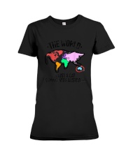 The World Is A Cat Playing With Australia Short Sleeve T-shirt Premium Fit Ladies Tee tile