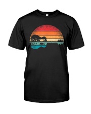 Retro Acoustic Guitar Lake Sunset Guitarist Music Lover Rock T-Shirt Classic T-Shirt front