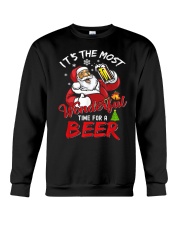 Funny Christmas Santa Claus Drinking Beer Wonderful Time T-Shirt Crewneck Sweatshirt tile