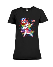 Dabbing Unicorn 4th of July Uncle Sam Girls American Flag T-Shirt Premium Fit Ladies Tee tile