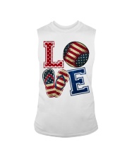 LOVE Baseball Softball Flip Flop USA Flag 4th July Sleeveless Tee thumbnail