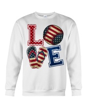 LOVE Baseball Softball Flip Flop USA Flag 4th July Crewneck Sweatshirt thumbnail