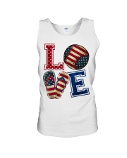 LOVE Baseball Softball Flip Flop USA Flag 4th July Unisex Tank thumbnail