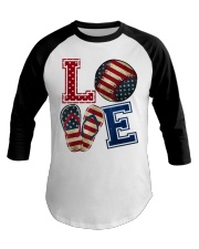 LOVE Baseball Softball Flip Flop USA Flag 4th July Baseball Tee thumbnail