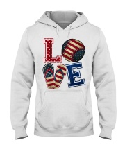 LOVE Baseball Softball Flip Flop USA Flag 4th July Hooded Sweatshirt thumbnail