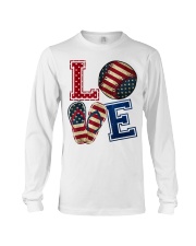 LOVE Baseball Softball Flip Flop USA Flag 4th July Long Sleeve Tee thumbnail