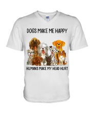 Dogs Make Me Happy shirt V-Neck T-Shirt thumbnail