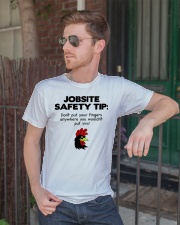 Jobsite Safety Tip Don't Put Your Fingers Anywhere Classic T-Shirt lifestyle-mens-crewneck-front-2