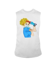 Strong nurse blond hair Sleeveless Tee tile