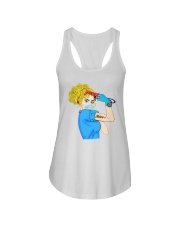 Strong nurse blond hair Ladies Flowy Tank tile