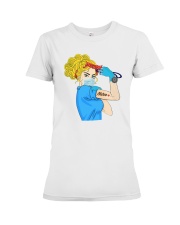 Strong nurse blond hair Premium Fit Ladies Tee tile