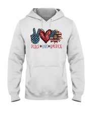 Peace love america Hooded Sweatshirt tile