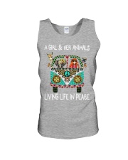 A girl and her animals Unisex Tank tile
