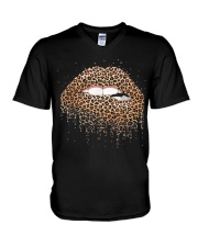 Leopard Lips Mouth Fashion Leopard Print Lip Woman V-Neck T-Shirt thumbnail