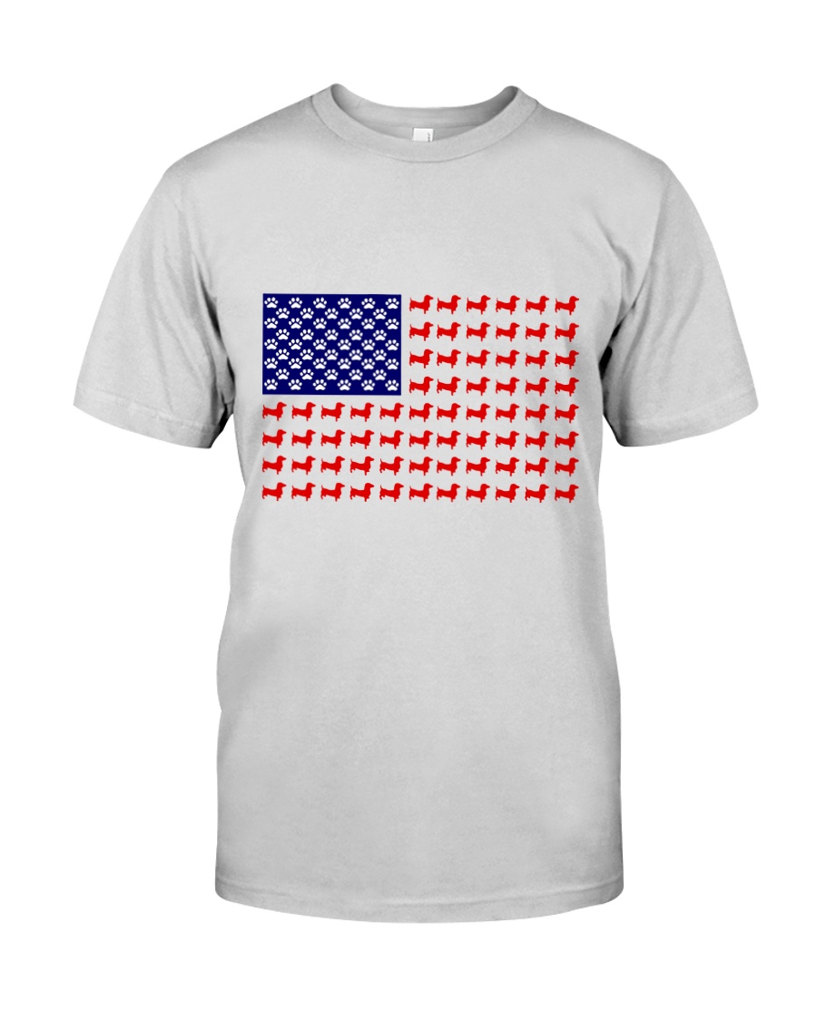 AMERICAN FLAG - DACHSHUND Premium Fit Mens Tee