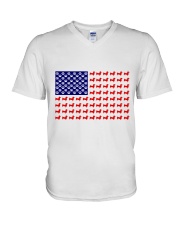 AMERICAN FLAG - DACHSHUND V-Neck T-Shirt thumbnail