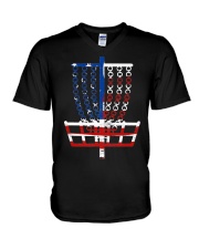 Cool US Flag Disc V-Neck T-Shirt tile
