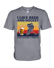 I like Beer Hockey maybe 3 people Vintage V-Neck T-Shirt tile