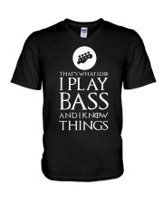 I Play Bass Funny Bass Guitar V-Neck T-Shirt tile
