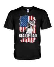 BEAGLE Dad Proud American Flag Dog V-Neck T-Shirt tile