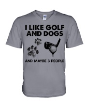 I Like Golf And Dogs And Maybe 3 People Premium  V-Neck T-Shirt tile