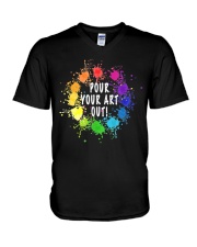 Acrylic Paint Pouring Artist Tshirt Gift V-Neck T-Shirt tile