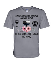 Wine - Cool Husband - Dog V-Neck T-Shirt thumbnail