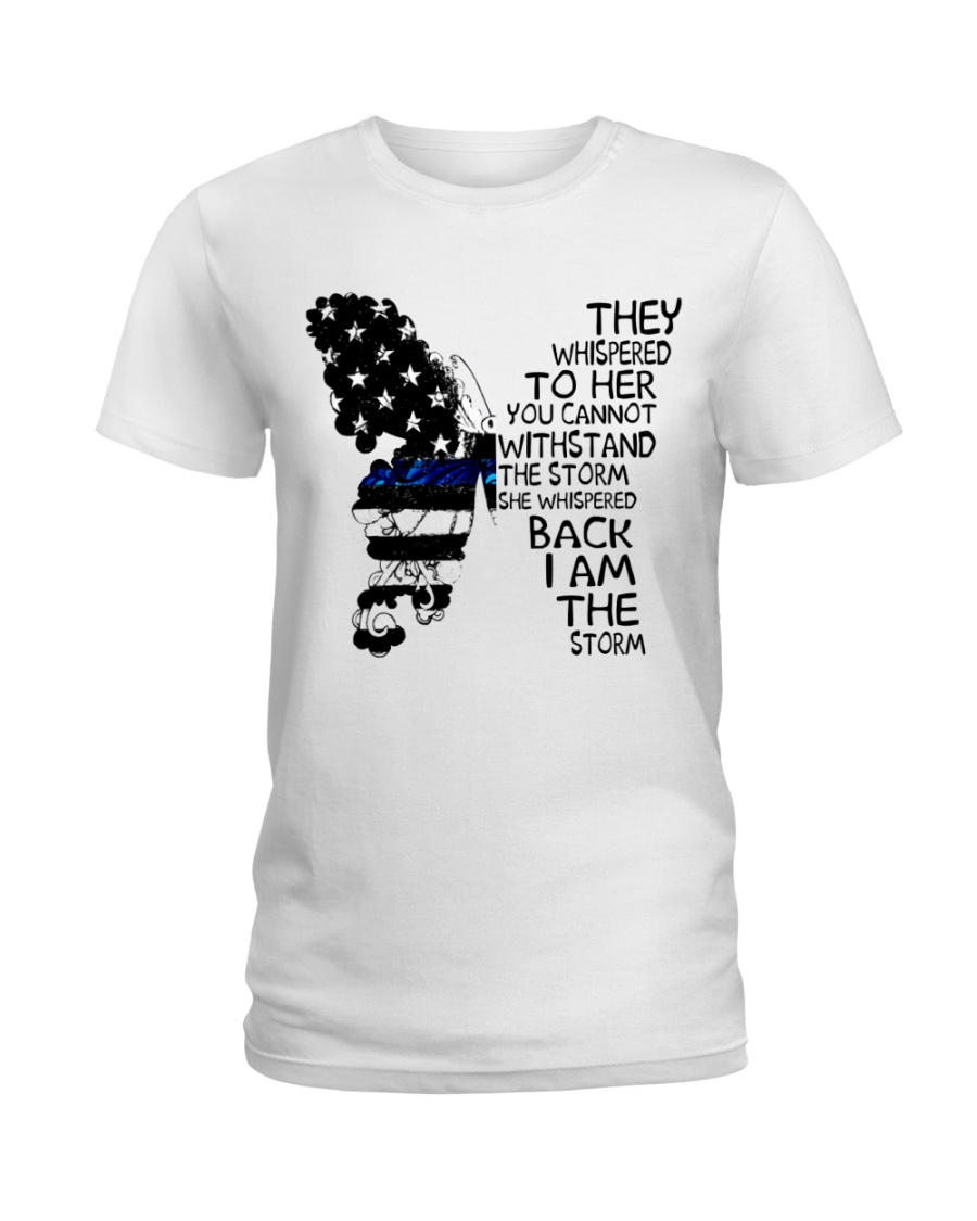Blue Line Butterfly Storm Ladies T-Shirt