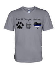Simple Woman Paw Beer Blue Line V-Neck T-Shirt thumbnail