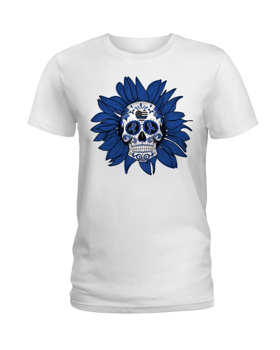 Blue Sugar Skull Ladies T-Shirt
