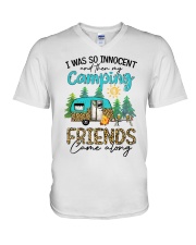 Camping friends V-Neck T-Shirt tile