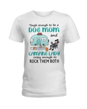 dog mom camping Ladies T-Shirt tile
