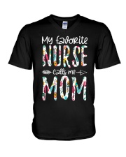 MY FAVORITE NURSE CALLS ME MOM V-Neck T-Shirt tile