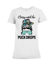 Classy until the puck drops hockey Premium Fit Ladies Tee tile