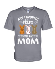 My favorite peeps call me mom V-Neck T-Shirt tile