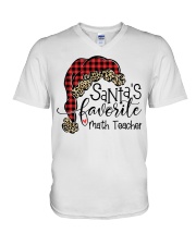 Santa's favorite Math Teacher V-Neck T-Shirt tile