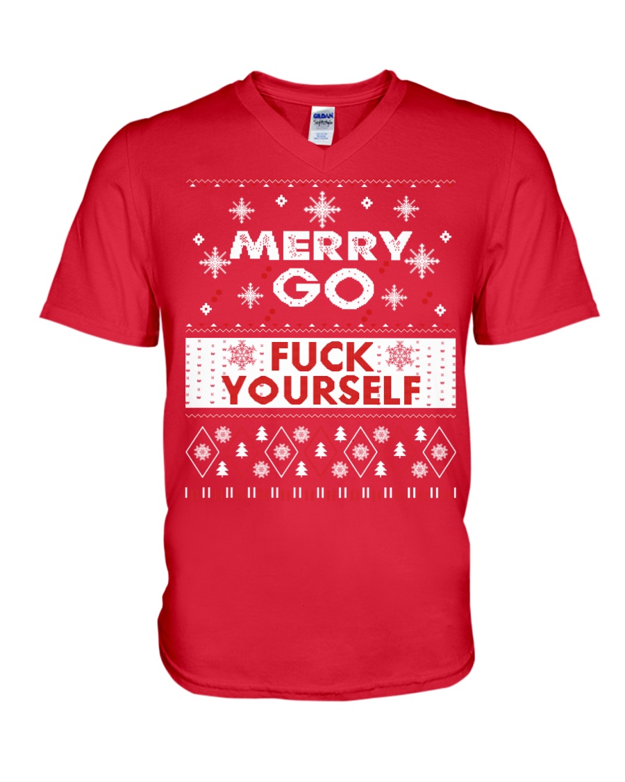 MERRY GO FUCK YOURSELF V-Neck T-Shirt