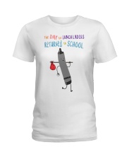Lunch Ladies Crayon Black Ladies T-Shirt tile